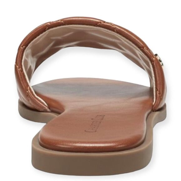 Charter Club SAFFIEE Women's Flats Quilted Slide Sandals Cognac Size 10 - Picture 3 of 6